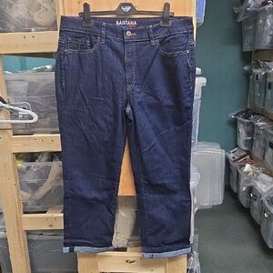 Santana Jeans Size 14 Dark Wash Mid Rise Classic Straight Capri Jean